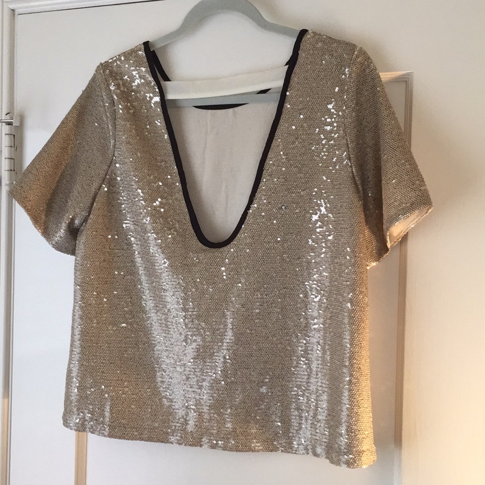 By Together Champagne Sequin Top